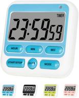 ⏲️ brisica 24-hour kitchen timer, digital timer with clock for cooking, classroom timer for teachers and kids, loud alarm & strong magnet, count-up & count-down for baking, sports, games, meetings, and study (blue) logo