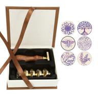 lpraer wax seal stamp set 6pcs sealing wax stamps wooden handle with gift box vintage retro wax stamp sealing (flower tree of life leaf insect grass love) logo