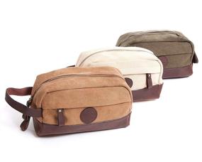 img 3 attached to 🎒 Rugged Hombre Supply Co. Vintage Toiletry Bag Dopp Kit - Handmade with Genuine Leather and Durable 16 oz Canvas