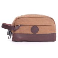 🎒 rugged hombre supply co. vintage toiletry bag dopp kit - handmade with genuine leather and durable 16 oz canvas logo