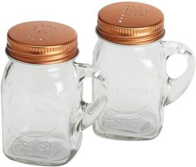 img 1 attached to 🧂 Olde Thompson Copper Lid Mason Jar Salt and Pepper Shaker Set - Model 3771-03