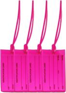 4 neon pink luggage tags - made in usa logo