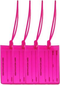 img 4 attached to 4 Neon Pink Luggage Tags - Made In USA