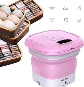img 1 attached to 👶 Portable Washing Machine for Baby Clothes and Small Items, Foldable Mini Washer for Apartment, Dorm, Camping, and Traveling - Pink, First Generation