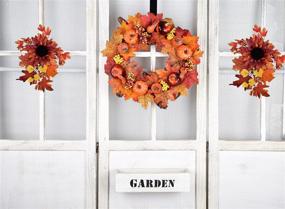 img 3 attached to 🍁 LSKYTOP Fall Harvest Swag: 12-inch Decorative Swag with Sunflowers, Maple Leaves, Berries - Ideal for Door & Wall Decor, Holiday Ornaments