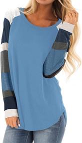 img 4 attached to 👚 BLENCOT Women's Lightweight Color Block Tunic Shirts, Short and Long Sleeves, Loose Fit Tops