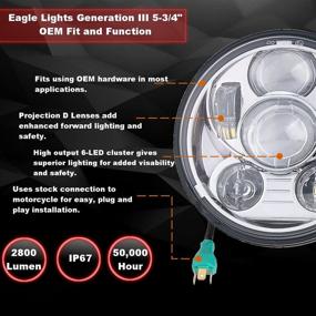 img 2 attached to 🦅 Фара проекционная с LED подсветкой Eagle Lights диаметром 5,75 дюйма, хром – третье поколение для Harley Sportster, Dyna и других моделей.