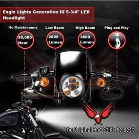 img 3 attached to 🦅 Фара проекционная с LED подсветкой Eagle Lights диаметром 5,75 дюйма, хром – третье поколение для Harley Sportster, Dyna и других моделей.