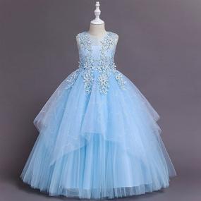 img 3 attached to 👗 Stunning Girls’ Tulle Dresses 7-16: Floral Lace Pageant, Wedding, Party & Dance Gowns