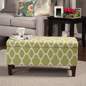 img 3 attached to 🍃 Green Geometric Large Upholstered Storage Ottoman Bench with Hinged Lid by HomePop