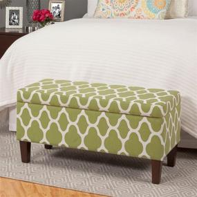 img 1 attached to 🍃 Green Geometric Large Upholstered Storage Ottoman Bench with Hinged Lid by HomePop