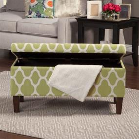 img 2 attached to 🍃 Green Geometric Large Upholstered Storage Ottoman Bench with Hinged Lid by HomePop