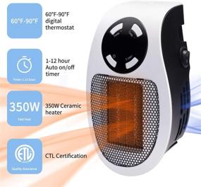 img 2 attached to 🔥 Energy-Efficient 350W Space Heater with Programmable Wall Outlet, Adjustable Thermostat, Timer, and LED Display – Ideal for Office, Dorm Room, and More!