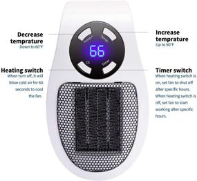 img 1 attached to 🔥 Energy-Efficient 350W Space Heater with Programmable Wall Outlet, Adjustable Thermostat, Timer, and LED Display – Ideal for Office, Dorm Room, and More!