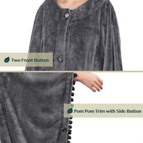 img 1 attached to 👗 PAVILIA Angel Wrap Poncho Blanket for Women – Plush Warm Wearable Blanket Gift, Fleece Shawl Cape with Pom Pom Fringe, Pockets Included – Cozy Gifts for Women (Gray)