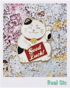 img 3 attached to Lucky Cat Pin - Stylish Girls' Jewelry by Real Sic