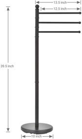 img 2 attached to 🛁 Modern Matte Black Bathroom Towel Hanging Rack Stand - MyGift 40-inch Freestanding Towel Racks with 3 Swivel Bar Arms for Enhanced Bathroom Organization