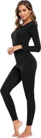 img 4 attached to Comfy and Warm Women's Lightweight Thermal Long John Set with Microfiber Fleece Lining