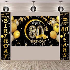 img 4 attached to 🎉 80th Birthday Party Decorations - Celebrate 80 Years with Black and Gold Welcome Porch Sign Banner for Photo Booth - Set of 3