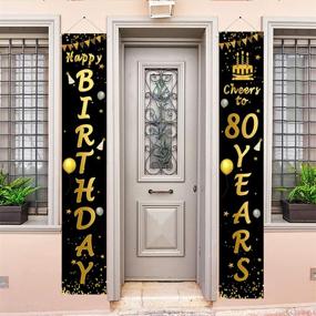 img 2 attached to 🎉 80th Birthday Party Decorations - Celebrate 80 Years with Black and Gold Welcome Porch Sign Banner for Photo Booth - Set of 3