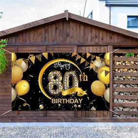 img 1 attached to 🎉 80th Birthday Party Decorations - Celebrate 80 Years with Black and Gold Welcome Porch Sign Banner for Photo Booth - Set of 3