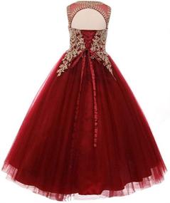 img 2 attached to 👗 Gold Lace Burgundy Tulle Formal Little Girls Long Pageant Dresses Prom Ball Gown