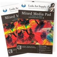 🎨 leda art supply mixed-media pad 2 pack: ideal for watercolor, acrylic, and oil painting, art with markers, pens, and ink, premium italian art paper (a4 size 8.25 x 11.5 inches) logo