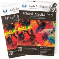 🎨 набор художественных материалов leda mixed-media pad 2 упаковки: идеально подходит для акварели, акрила и масляной живописи, искусства с маркерами, ручками и чернилами, премиальная итальянская художественная бумага (размер a4 8.25 x 11.5 дюймов) логотип