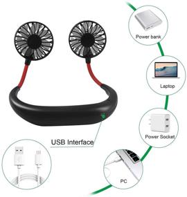 img 2 attached to Stay Cool and Comfortable Anywhere with the Hands-Free Portable Neck Fan - Rechargeable Mini Fan with 3 Speed Modes - Dual Wind Head for Home, Office, Travel, Indoor, Outdoor - Black