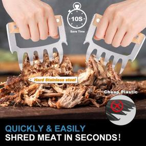 img 2 attached to Stainless Steel Meat Claws for Smoking Turkey, BBQ Grill, and Smoker - Effortlessly Shred and Cut Meat - Ideal for Thanksgiving, Christmas, and BBQ Cooking - Set of 2