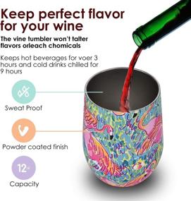 img 3 attached to 🦩 LUODA 12 Oz Stainless Steel Stemless Wine Glass Tumbler with Lid and Straw - Vacuum Insulated Double Wall Travel Cup for Coffee, Wine, Cocktails, Champagne, and Ice Cream (Flamingo)