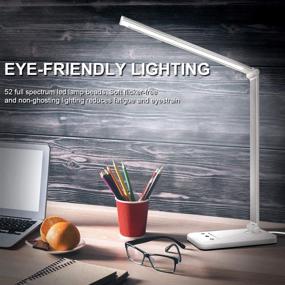 img 3 attached to 💡 White Crown LED Desk Lamp: Eye-Caring Table Lamps with Natural Light, 5 Modes, 10 Brightness Levels, and USB Charging - Touch Control, Adjustable Design, Auto Timer 30 / 60min, White