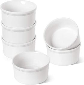 img 4 attached to LE TAUCI 6 oz Ramekin Set - Ideal Bakeware for Creme Brulee, Lava Cake, Puddings, and more! 6 PCS, Sleek White Design.