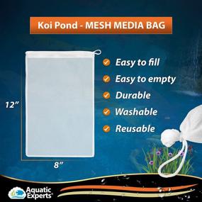 img 2 attached to 🐠 4 Pack Mesh Media Filter Bags for Koi Pond - High Flow 500 Micron - 8x12 Inch Pouch with Drawstrings - Ideal for Activated Carbon - Reusable Water Garden or Aquarium Charcoal Filter Bag (4 Pack)