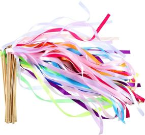 img 3 attached to 🎉 40-Piece Bundle of Multicolor Ribbon Wands with Bell Fairy Stick Streamers - Ideal for Wedding Parties and Celebrations