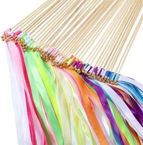 img 2 attached to 🎉 40-Piece Bundle of Multicolor Ribbon Wands with Bell Fairy Stick Streamers - Ideal for Wedding Parties and Celebrations