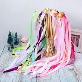 img 1 attached to 🎉 40-Piece Bundle of Multicolor Ribbon Wands with Bell Fairy Stick Streamers - Ideal for Wedding Parties and Celebrations