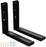 foldable wall mount microwave bracket - kitchen oven stand shelf rack, load capacity 100 lbs, black logo