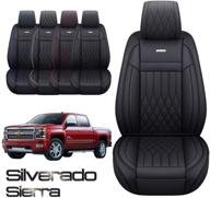 🚗 aierxuan custom car seat covers for chevrolet chevy silverado gmc sierra 2007-2021 - waterproof faux leather, front pair - 1500/2500/3500hd crew,double,extended cab pickup truck (black) logo