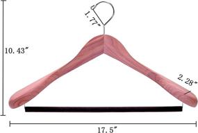 img 2 attached to Premium American Red Cedar Wooden Suit Hangers - Extra Wide 🧥 Shoulder, Sturdy & Heavy Duty with Brown Velvet Bar - 6 Pack