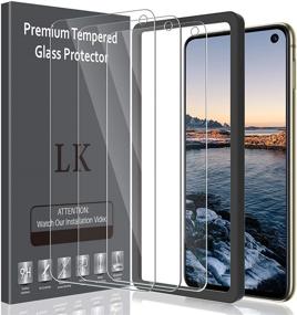 img 4 attached to 📱 3 Пакета защитных стекол для экрана Samsung Galaxy S10e с открытым отверстием для камеры - Новая версия с установкой в рамку | HD-прозрачность, 9H-твердость, совместимость с чехлами