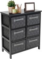 🗄️ sorbus 6-drawer storage chest nightstand end table with woven-strap fabric baskets, ideal solution for home, bedroom, closet, bathroom organization décor (6-drawer, gray) логотип