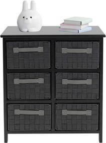 img 1 attached to 🗄️ Sorbus 6-Drawer Storage Chest Nightstand End Table with Woven-Strap Fabric Baskets, Ideal Solution for Home, Bedroom, Closet, Bathroom Organization Décor (6-Drawer, Gray)