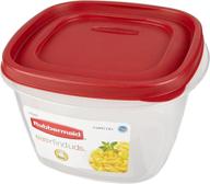 rubbermaid 1925459 easy find lid square food storage containers, 🍲 7 cups, 6 pack - crystal clear plastic base with red lid логотип