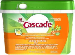 img 4 attached to Cascade ActionPacs Dishwasher Detergent, Gain Scent, 🧼 60 Count: Powerful Cleaning Solution for Sparkling Dishes