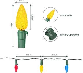 img 1 attached to 🎄 Multicolor Outdoor Christmas String Lights - Swonuk 50 LED 16.4ft Battery Operated C6 LED Strawberry Fairy String Lights for Xmas Tree, Wedding, Party, Home Patio Garland - Auto On/Off