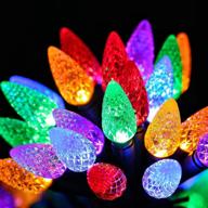 🎄 multicolor outdoor christmas string lights - swonuk 50 led 16.4ft battery operated c6 led strawberry fairy string lights for xmas tree, wedding, party, home patio garland - auto on/off логотип