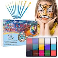 safe and fun face painting kits for kids and adults - 15colors face paint makeup palette with oil-based paint - includes 10 brushes for professional halloween and birthday makeup logo