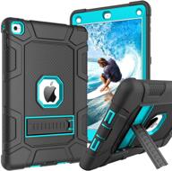 📱 guagua ipad air 2 case | 3-in-1 hybrid full-body rugged shockproof cover | kickstand, drop protection | durable tablet case for ipad air 2 a1566 a1567 | black/blue logo