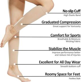 img 2 attached to 🧦 Ailaka Compression Calf Sleeves (1 Pair) - 20-30 mmHg Graduated Support for Varicose Veins, Shin Splints, Edema, Recovery, Maternity, Running, Travel - Unisex Footless Compression Socks